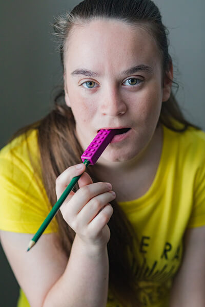 brick stick pencil topper sensory tool